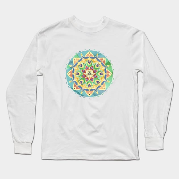 Sand and Silk Mandala Long Sleeve T-Shirt by DISmithArt